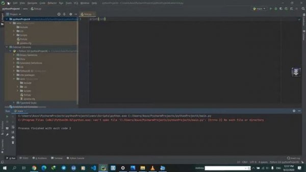 ERROR 2 in PYCHARM