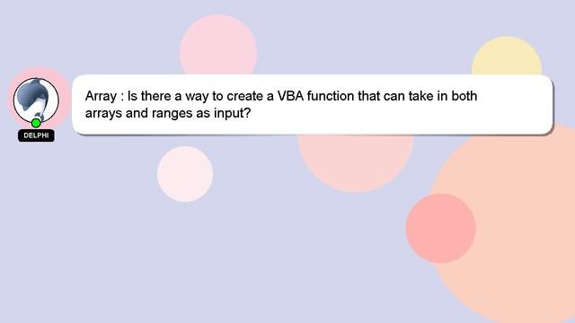 Array : Is there a way to create a VBA function that can take in both arrays and ranges as input? смотреть онлайн