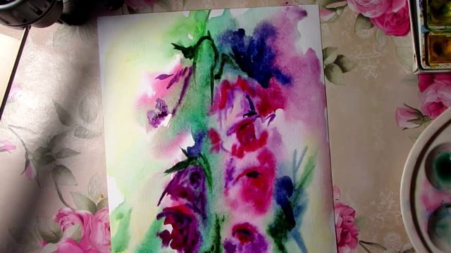 Цветы колокольчики. Акварель Ольги Руссу. Watercolor/Olga Russu смотреть онлайн