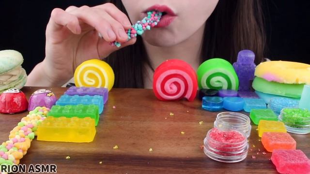 【ASMR】RAINBOW DESSERTS🌈 JELLY ROLL-UPS,DONUT SHERBET,FAT MACAROON MUKBANG 먹방 EATING SOUNDS