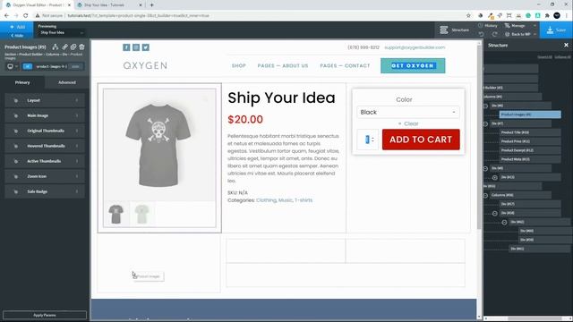 Three column single product layout using Oxygen Builder for WordPress смотреть онлайн