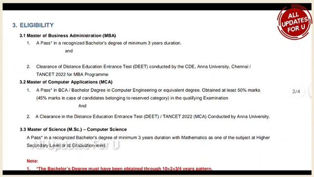 Anna University CDE-Distance Education Admission Opned-Eligibility,Instructions ?