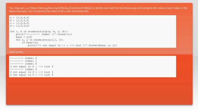 Simultaneously iterate over multiple list and capture difference in values смотреть онлайн