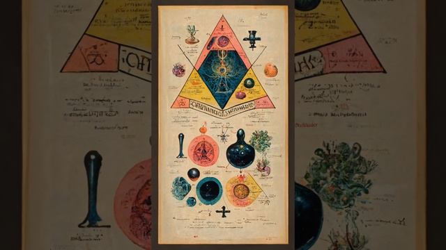 Occult Lithograph Containing A Connected Diagram Of Colorful Magical Symbols. (AI Generated Image) смотреть онлайн
