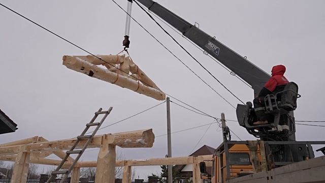 Монтаж сруба для гаража. Гараж из бревна на усадьбе охотника смотреть онлайн