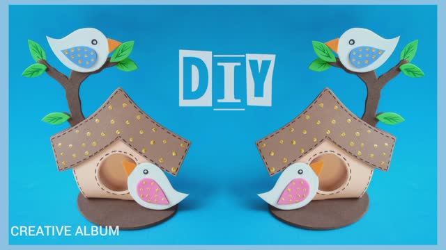 Поделки из фоамирана. Бонбоньерка для конфетки "Птички". смотреть онлайн