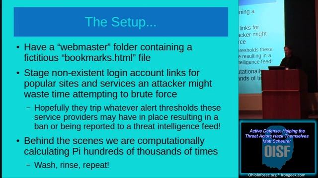 OISF 2018 03 Active Defense Helping the Threat Actors Hack Themselves Matt Scheurer смотреть онлайн