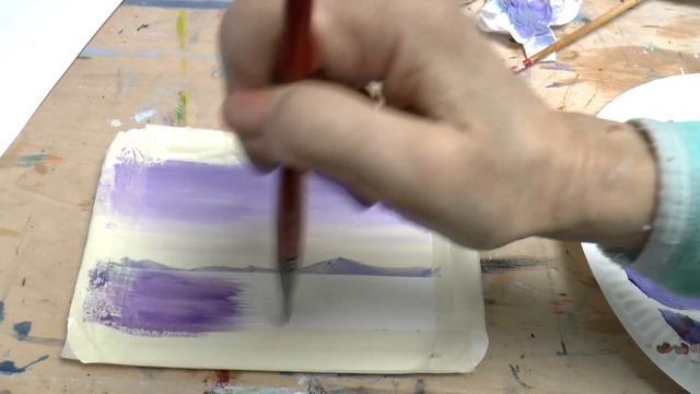 Как нарисовать романтик вечер на одноразовой тарелке. Акрил.Sunset on disposable plate. смотреть онлайн