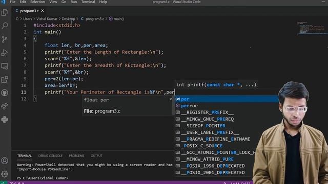 Program in C to find the Perimeter and Area of Rectangle #3 | C programming | c by Vishal Kumar смотреть онлайн