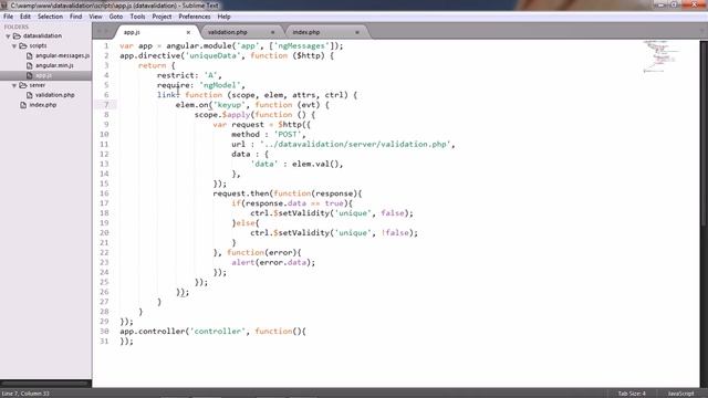 AngularJs : data validation -- validate unique data using php смотреть онлайн