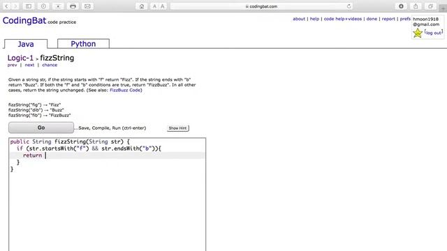 Logic 1 (fizzString) Java Tutorial || codingbat com смотреть онлайн