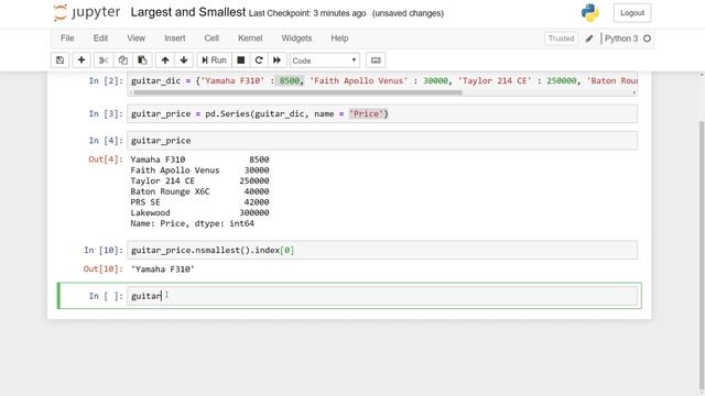 Pandas Series : nsmalest nlargest idxmin idxmax смотреть онлайн