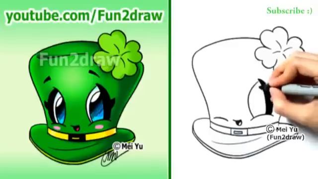 How to Draw Easy Things - St Patricks Day Clover Hat - Fun2draw (Online Drawing Lessons) смотреть онлайн