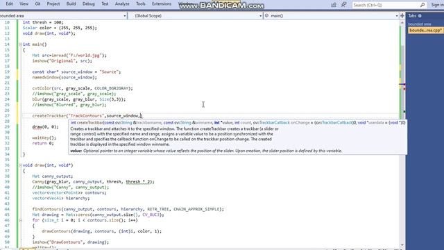 contourslopencvlfindContoursldrawContourslcreateTrackbarlC++ смотреть онлайн