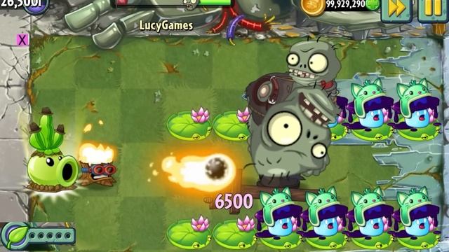 Mega Gatling Pea and Every PEASHOOTER Level 1 POWER UP Vs Team Big Head Gargantuar Zombie - PvZ 2 смотреть онлайн