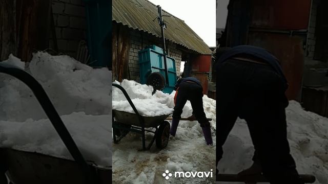 Деревенский фитнес. Возим снег. №2