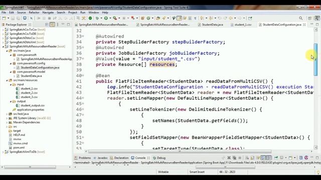 Spring Batch - Multiple CSV to CSV File (MultiResourceItemReader Example) Step By Step смотреть онлайн
