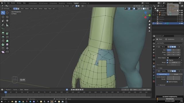 Ретопология рук и моделирование ног в Blender. Таймлапс смотреть онлайн
