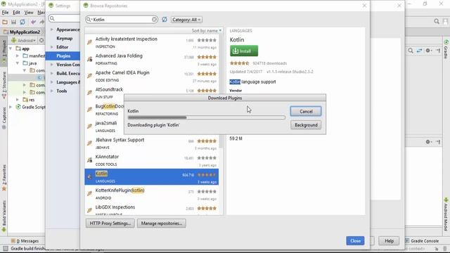 Install Kotlin plugin in Android studio. смотреть онлайн