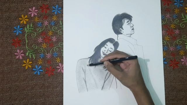pencil sketch of gong yoo & kim go eun ?|| goblin kdrama art смотреть онлайн