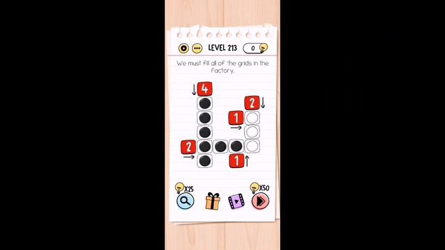 Brain test tricky puzzles level 213 (fill of the grids) solution or walkthrough смотреть онлайн