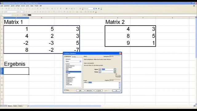 Tabellenkalkulation Tutorial 0016 Matrizenmultiplikation ( Open Office Calc Libre Office Excel ) смотреть онлайн