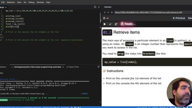 01.2 How to get or retrieve item from a list - Python List Exercises Tutorial Interactive смотреть онлайн