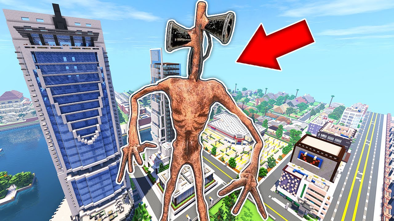 Самый большой СИРЕНОГОЛОВЫЙ в майнкрафт ! SIREN HEAD MINECRAFT смотреть онлайн