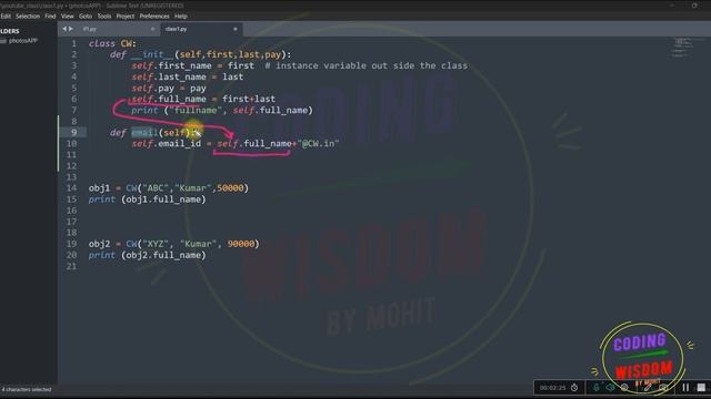 Python Class Regular method and instance variable смотреть онлайн