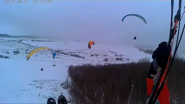 Полёт на параплане, СПб, Можайка, СЗ склон 01.02.2017
