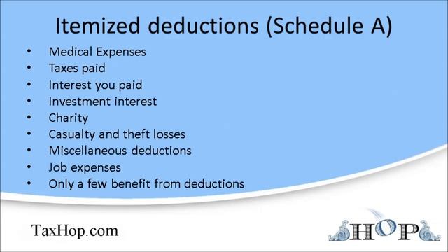 Itemized deductions (Schedule A) смотреть онлайн
