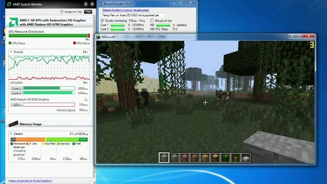 Minecraft Release version 1.0 Gameplay on Acer Aspire One 522 AMD C-60 APU Radeon HD6290 смотреть онлайн