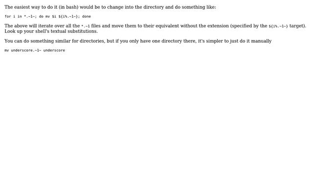 Unix & Linux: How to rename files and directory with \*.~1~ suffix to original name? смотреть онлайн
