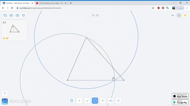 2.2 Euclidea - Intersection of Angle Bisectors - Soluce 2L 6E смотреть онлайн
