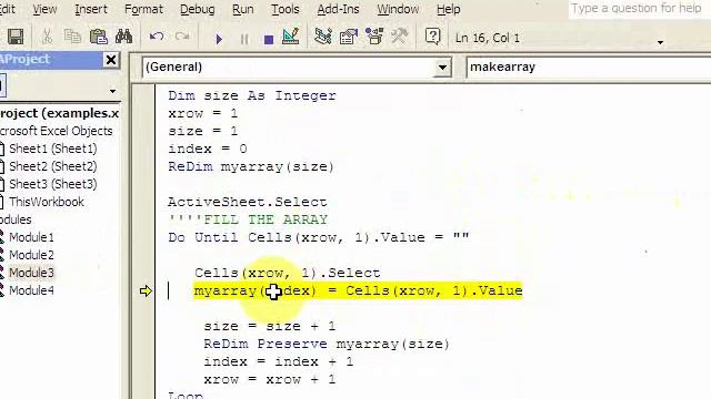1 Dimensional Dynamic Array in Excel VBA- Download files at ExcelVBASQL.com! смотреть онлайн