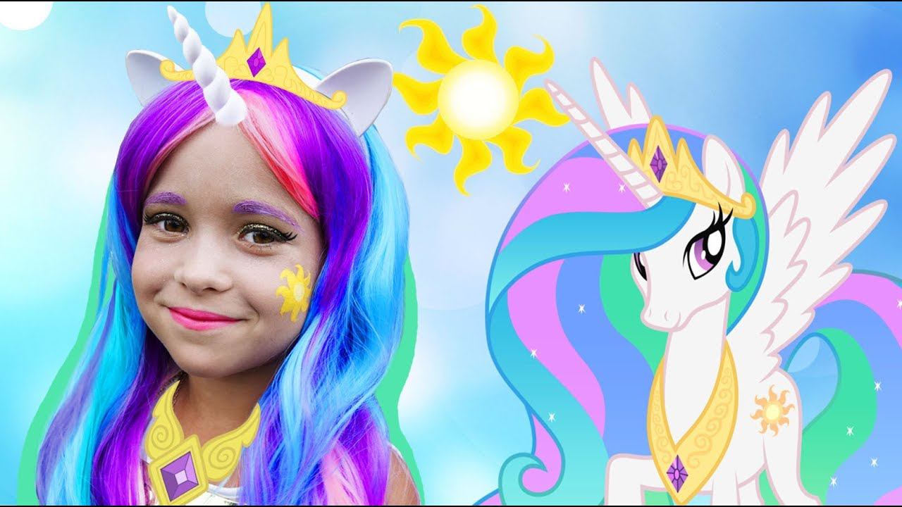 София как Принцесса , Kids Makeup Sofia DRESS UP Princess Celestia My Little Pony and Plays Dolls смотреть онлайн