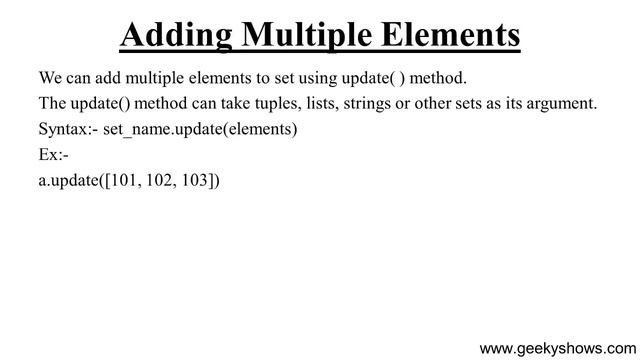 Adding Single and Multiple Set Elements in Python (Hindi) смотреть онлайн