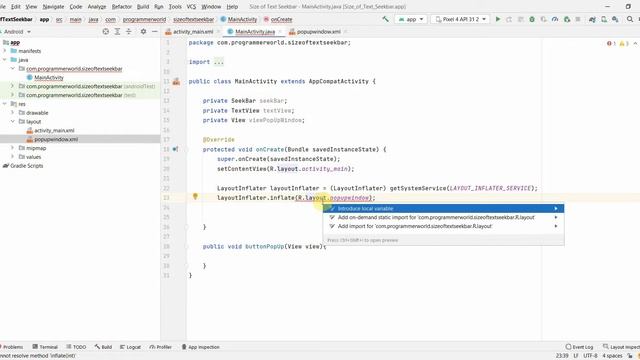 How to control the size of the text using the seekbar in the floating window in your Android App? смотреть онлайн