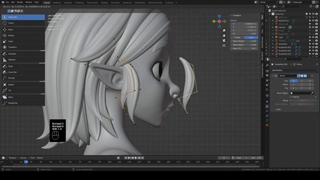 Modeling Hair with Curves - Blender Character Sculpt Tutorial part 7 смотреть онлайн