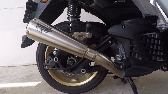 R9 Delta full system exhaust forYamaha Nmax 155. DB killer installed. смотреть онлайн