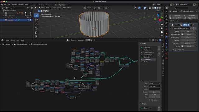「Cupcake」をGeometry Nodeで作る方法-blender смотреть онлайн