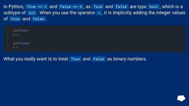True + True = 2. Elegantly perform boolean arithmetic? смотреть онлайн