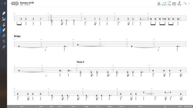 Bryan Adams - Summer Of '69 (BASS TAB PLAY ALONG)