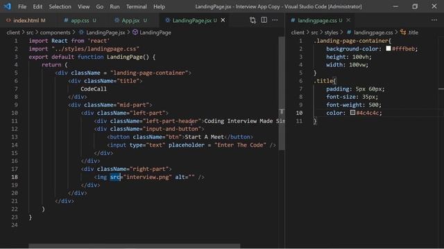 Creating A Landing Page Using React | Video Calling WebApp for Interviews- 2 | MERN Stack смотреть онлайн