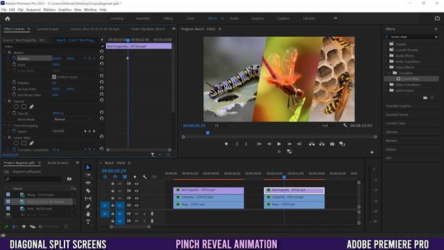 Create DIAGONAL SPLIT SCREENS in Premiere Pro CC | with borders and animations смотреть онлайн