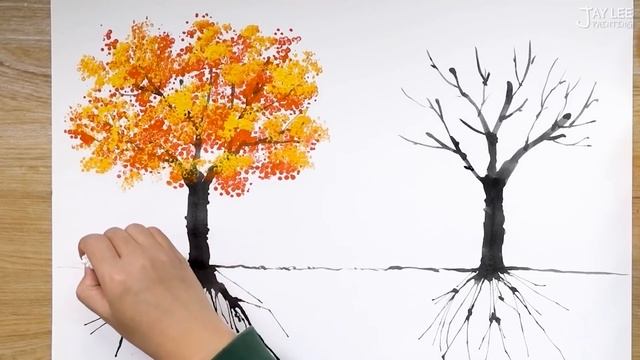 'Special Straws' Tree Painting Techniques for Beginners смотреть онлайн
