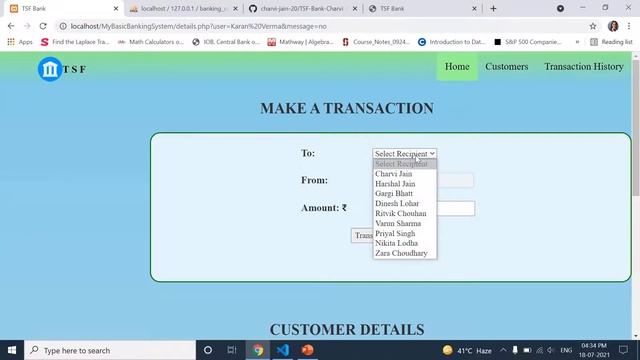 Basic Banking System-The Sparks Foundation-Charvi Jain смотреть онлайн