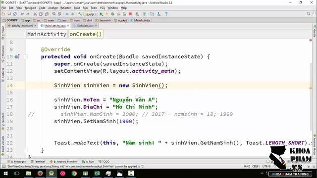 Lập trình Android A-Z – Bài 40: Lập trình hướng đối tượng - Constructor смотреть онлайн