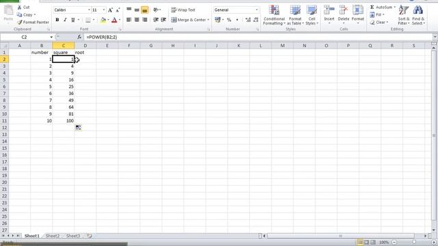 How to Calculate Root and Square Using POWER and SQRT in Excel 2010 смотреть онлайн