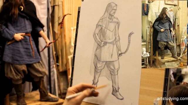 Фигура с луком, окончание. Обучение рисунку.Фигура. 109 смотреть онлайн